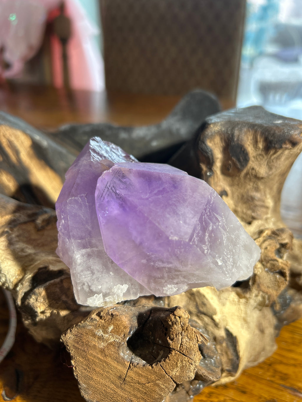 Harmonizing Double-Terminated Amethyst Crystal – 3 Inches High, 9 Inches Circumference