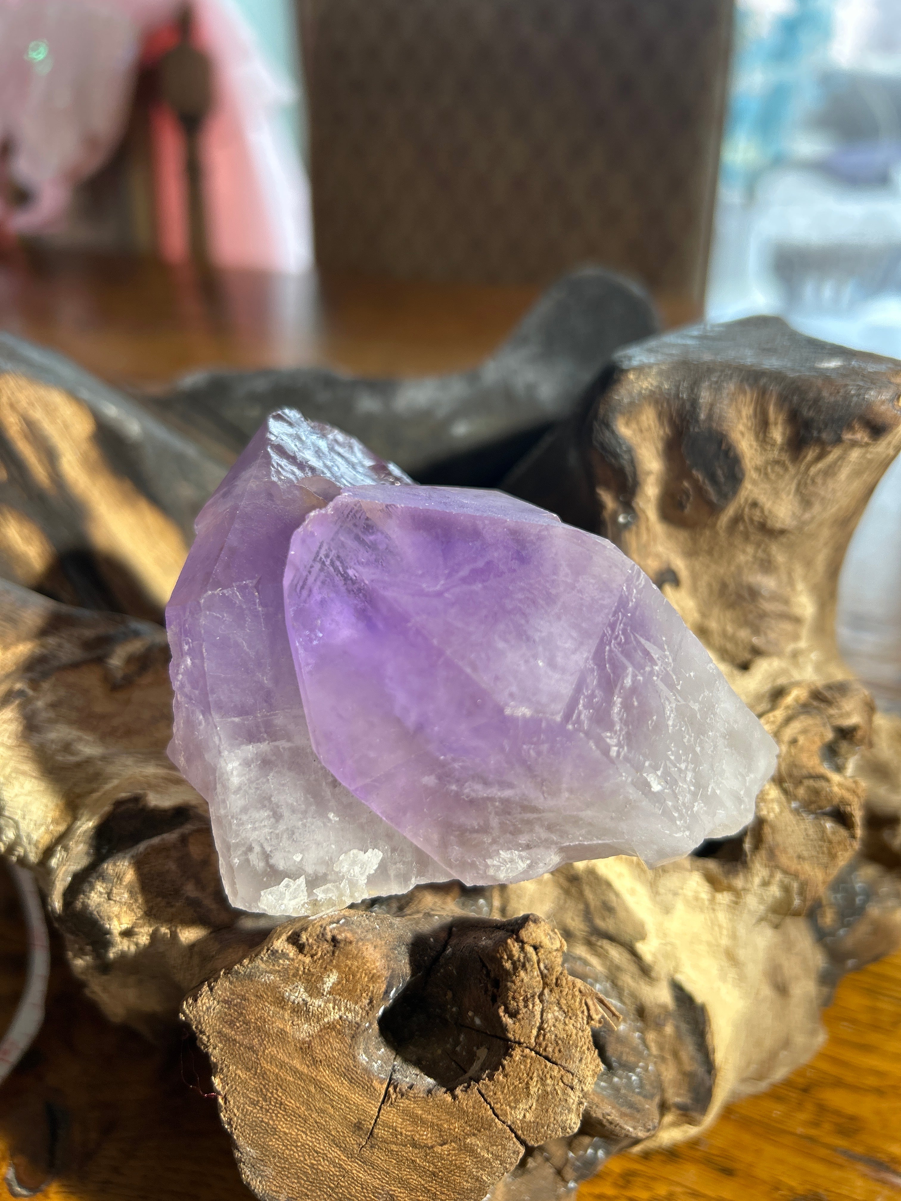 Harmonizing Double-Terminated Amethyst Crystal – 3 Inches High, 9 Inches Circumference