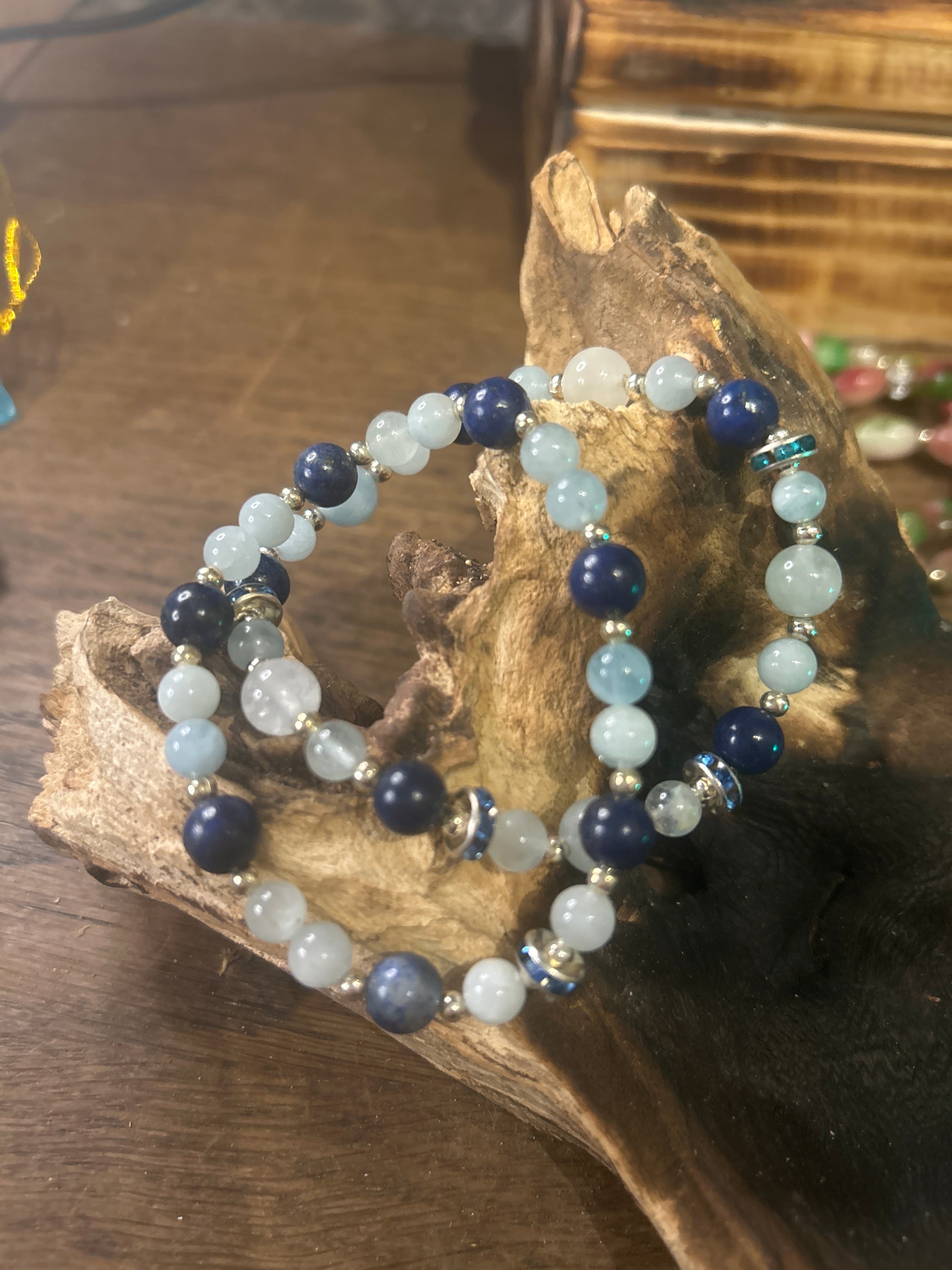 Handmade Lapis Lazuli & Aquamarine Bracelet