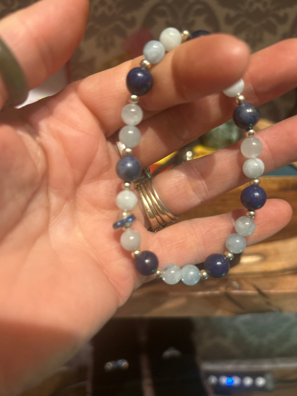 Handmade Lapis Lazuli & Aquamarine Bracelet