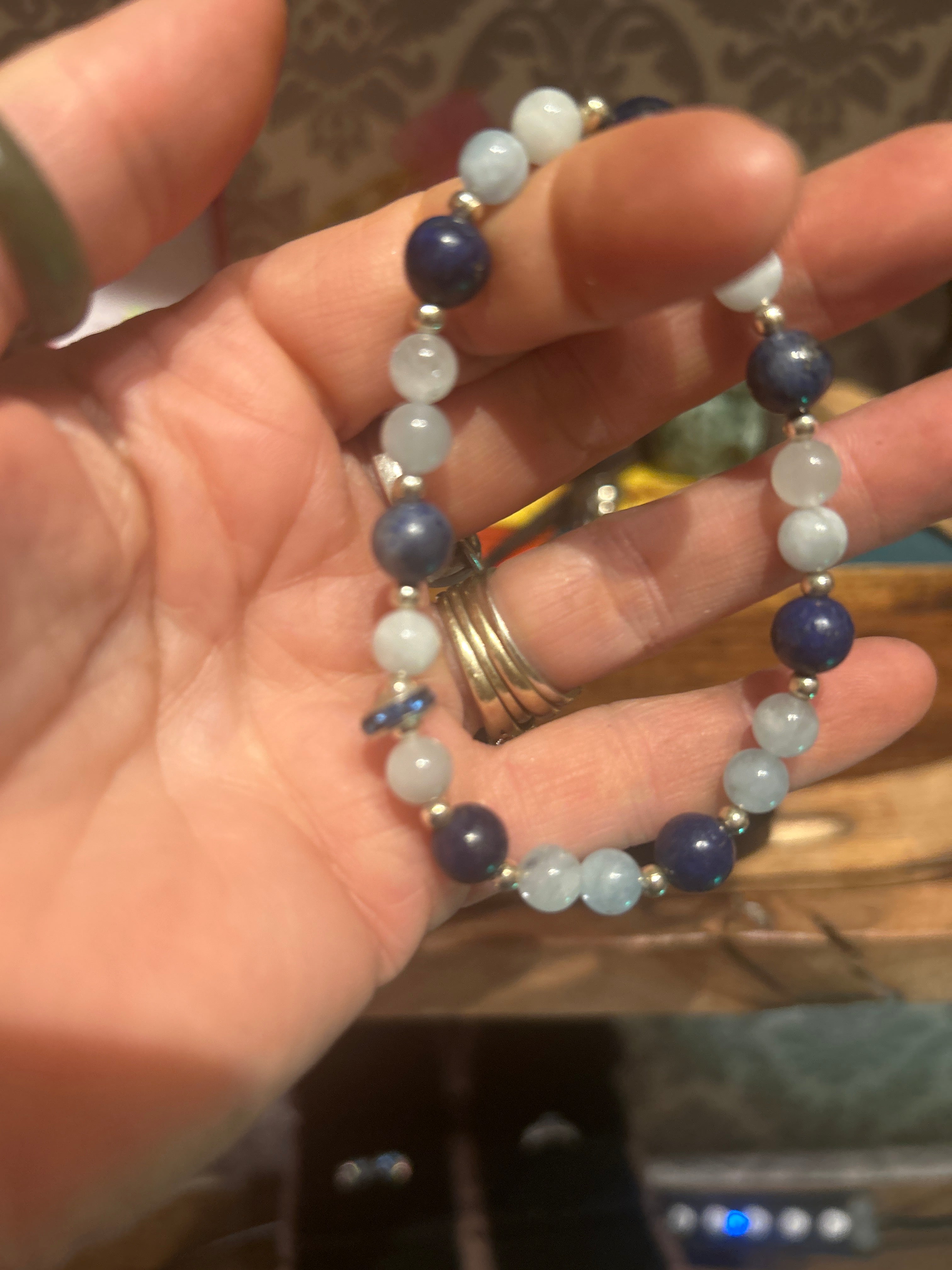 Handmade Lapis Lazuli & Aquamarine Bracelet