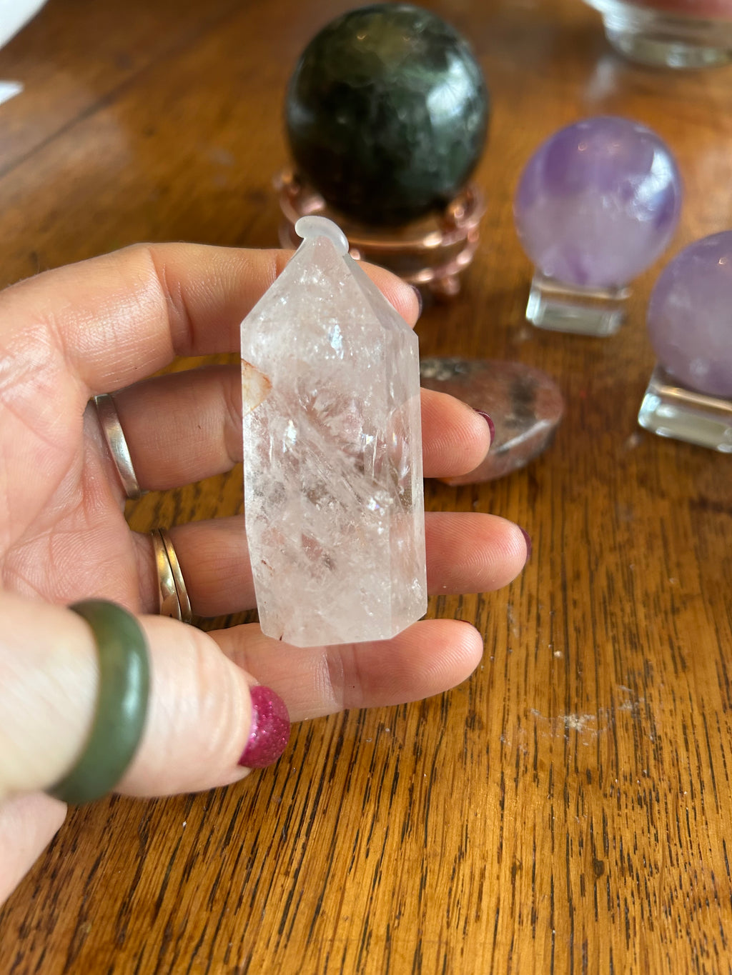 Clear Quartz Crystal Tower with Inclusions and Rainbows