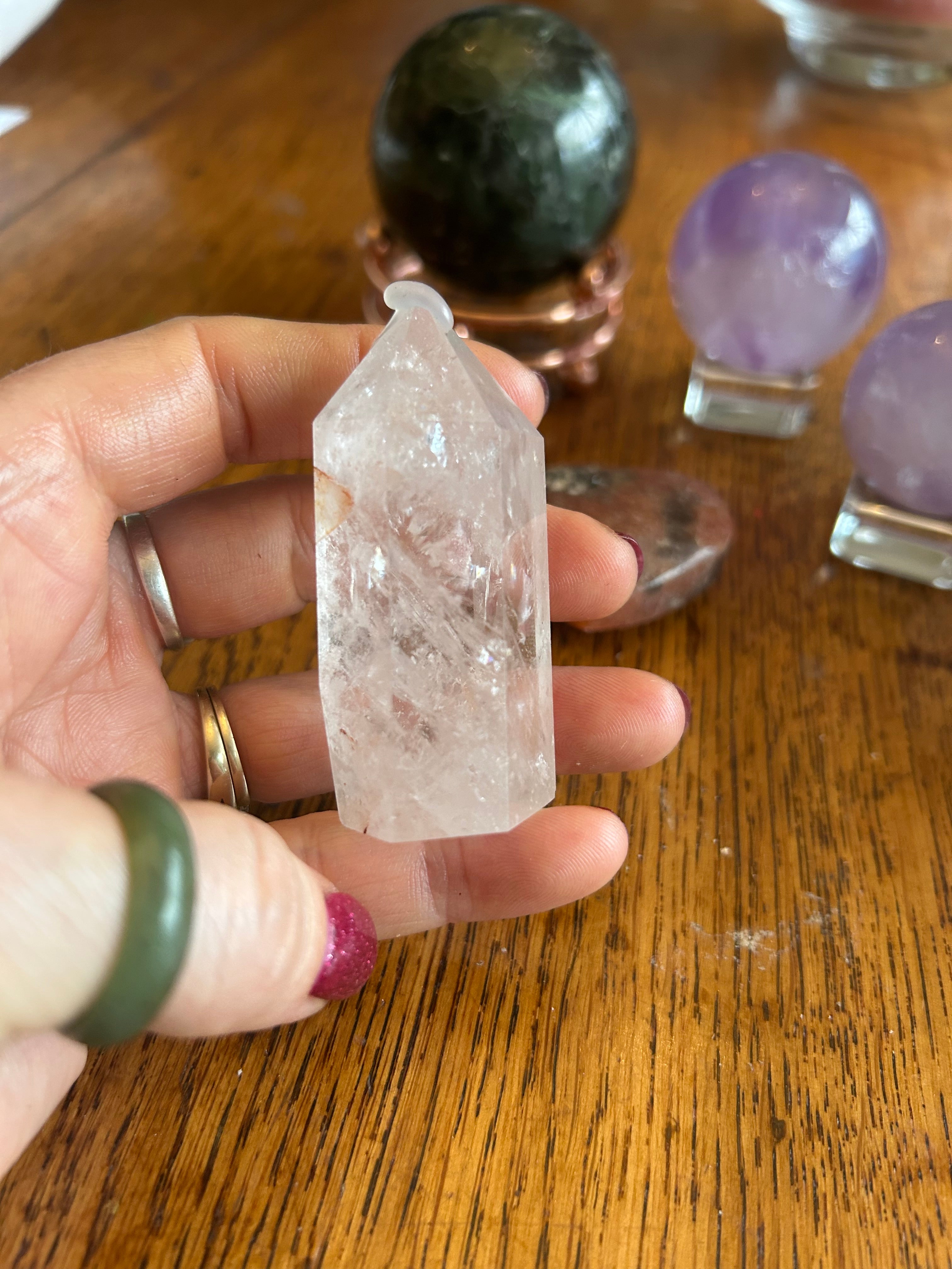 Clear Quartz Crystal Tower with Inclusions and Rainbows