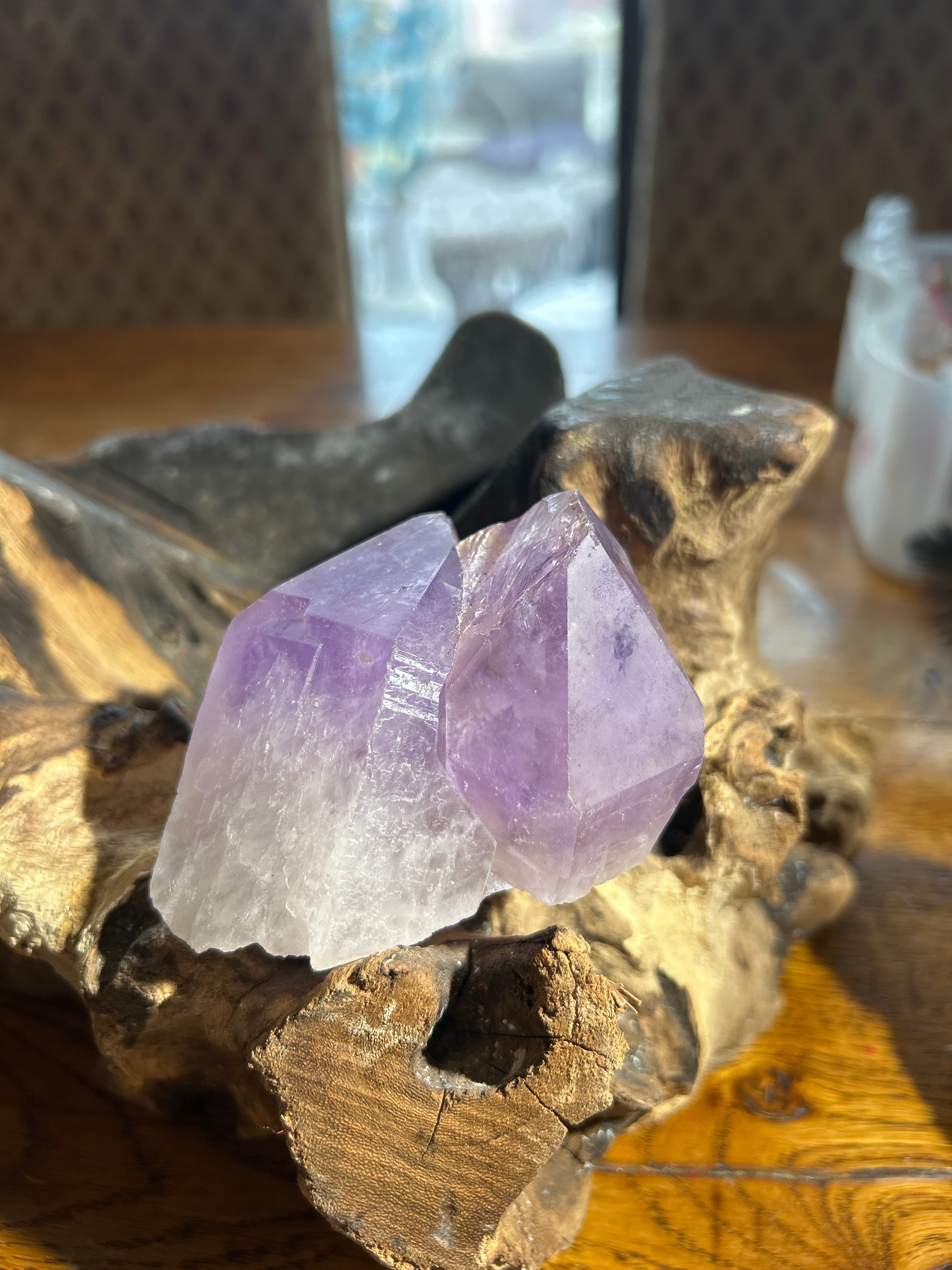 Harmonizing Double-Terminated Amethyst Crystal – 3 Inches High, 9 Inches Circumference