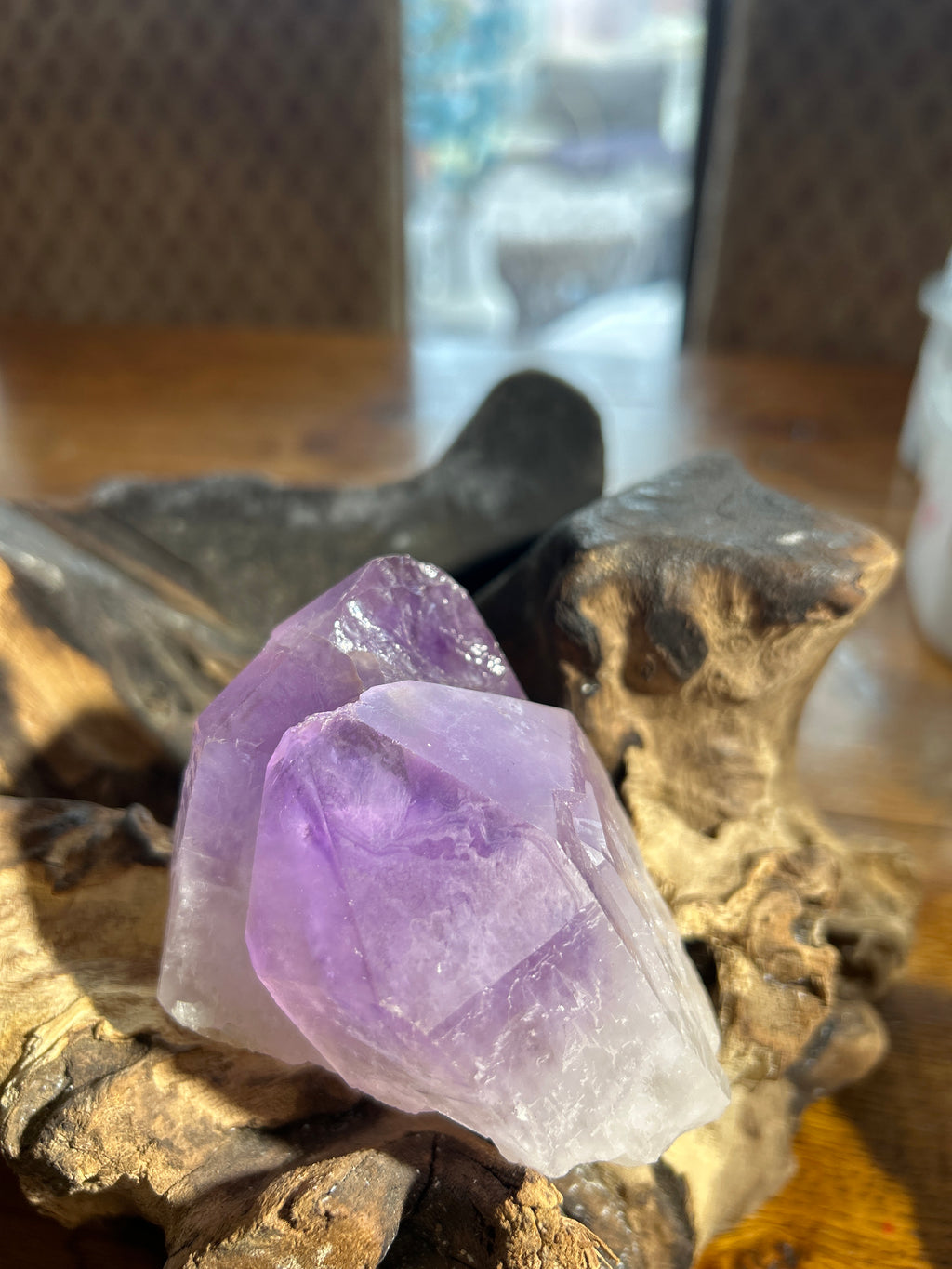 Harmonizing Double-Terminated Amethyst Crystal – 3 Inches High, 9 Inches Circumference