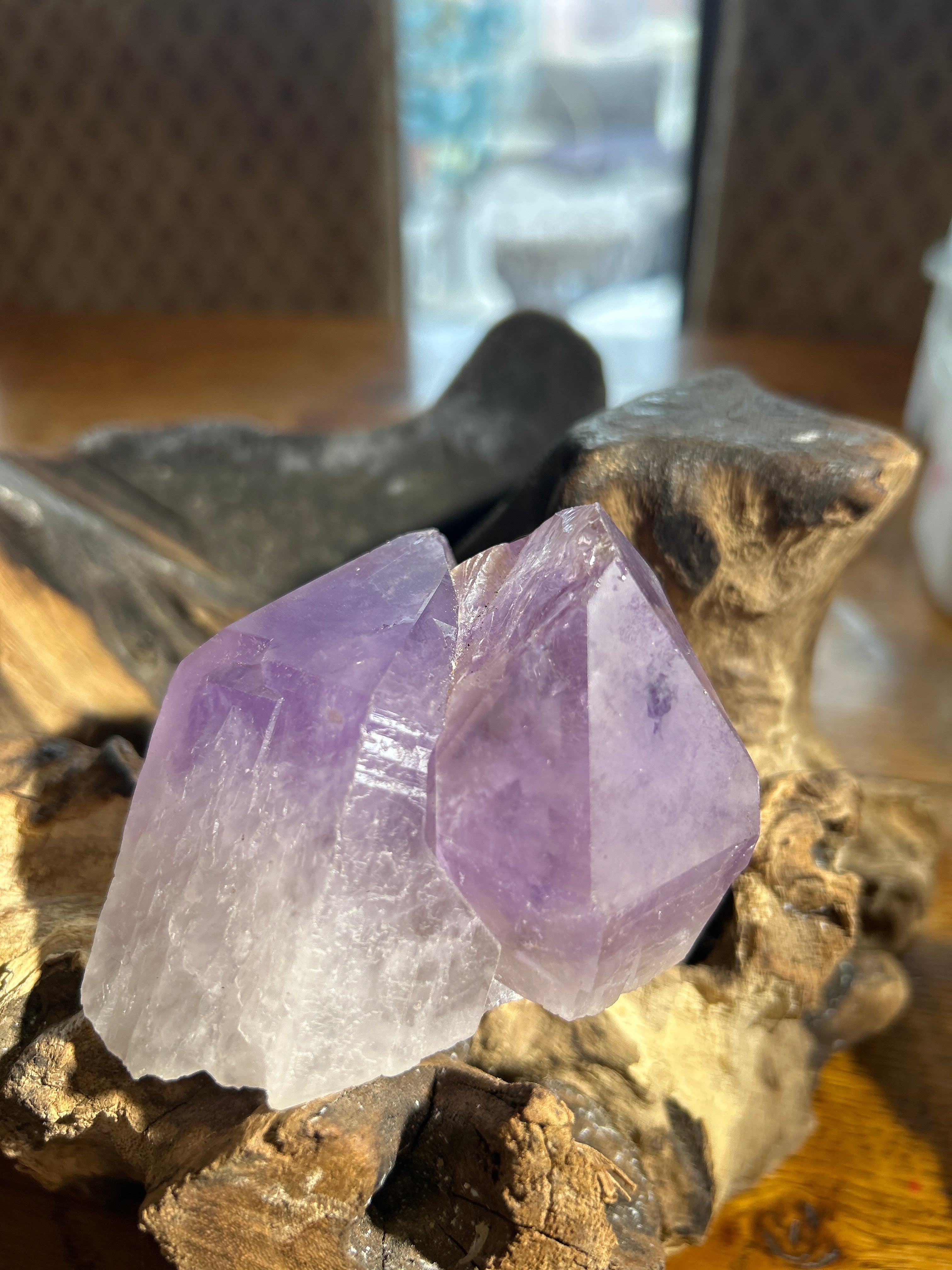 Harmonizing Double-Terminated Amethyst Crystal – 3 Inches High, 9 Inches Circumference