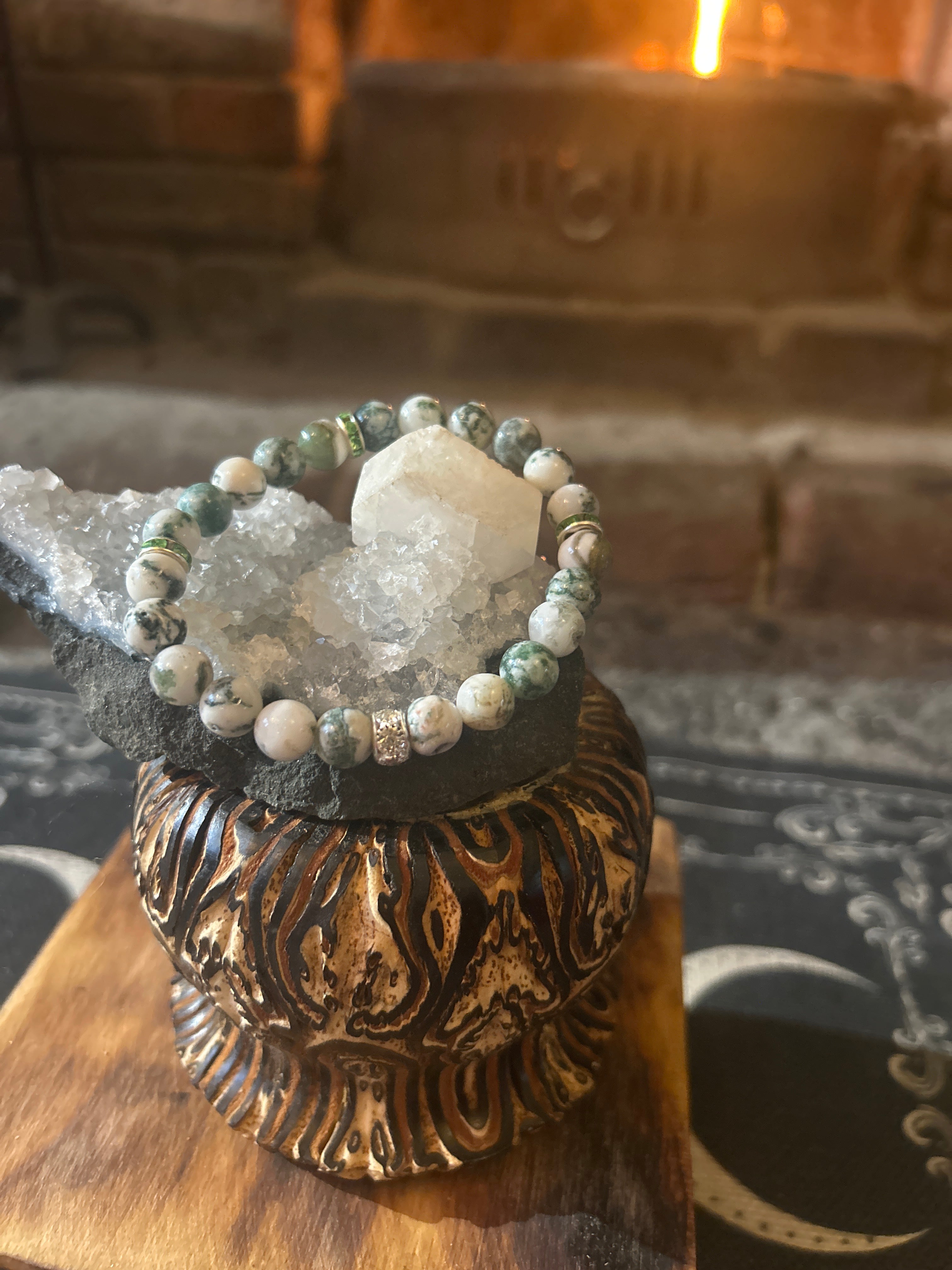 Handcrafted Moss Tree Agate Bracelet – Nurturing & Healing Energy