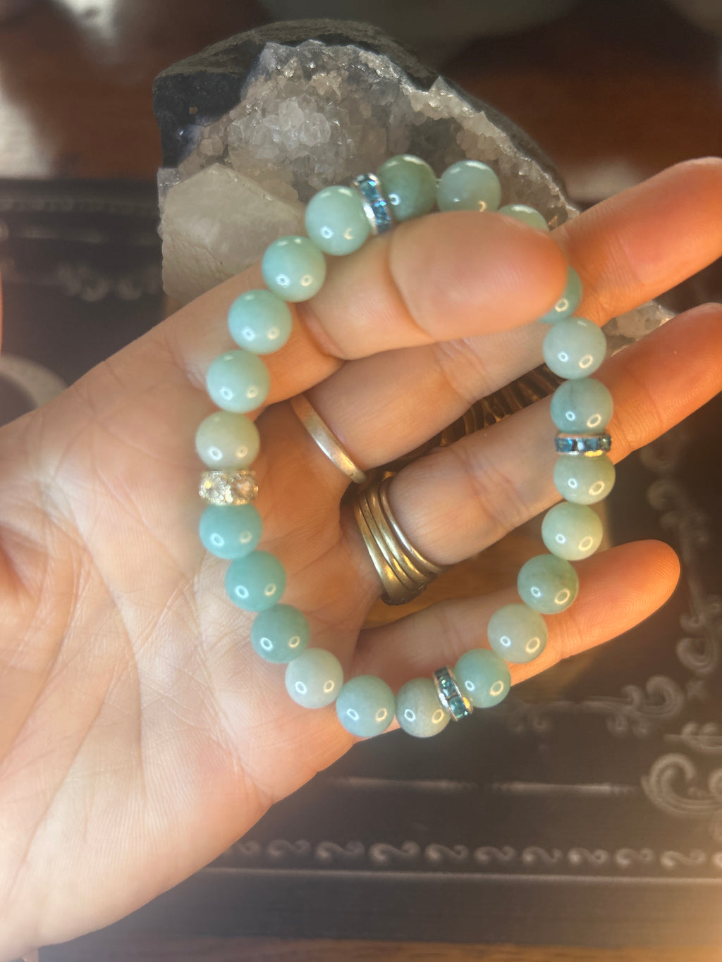 Amazonite 8mm Bracelet - Handcrafted - Spiritual Meanings: Calming, Communication, Balance