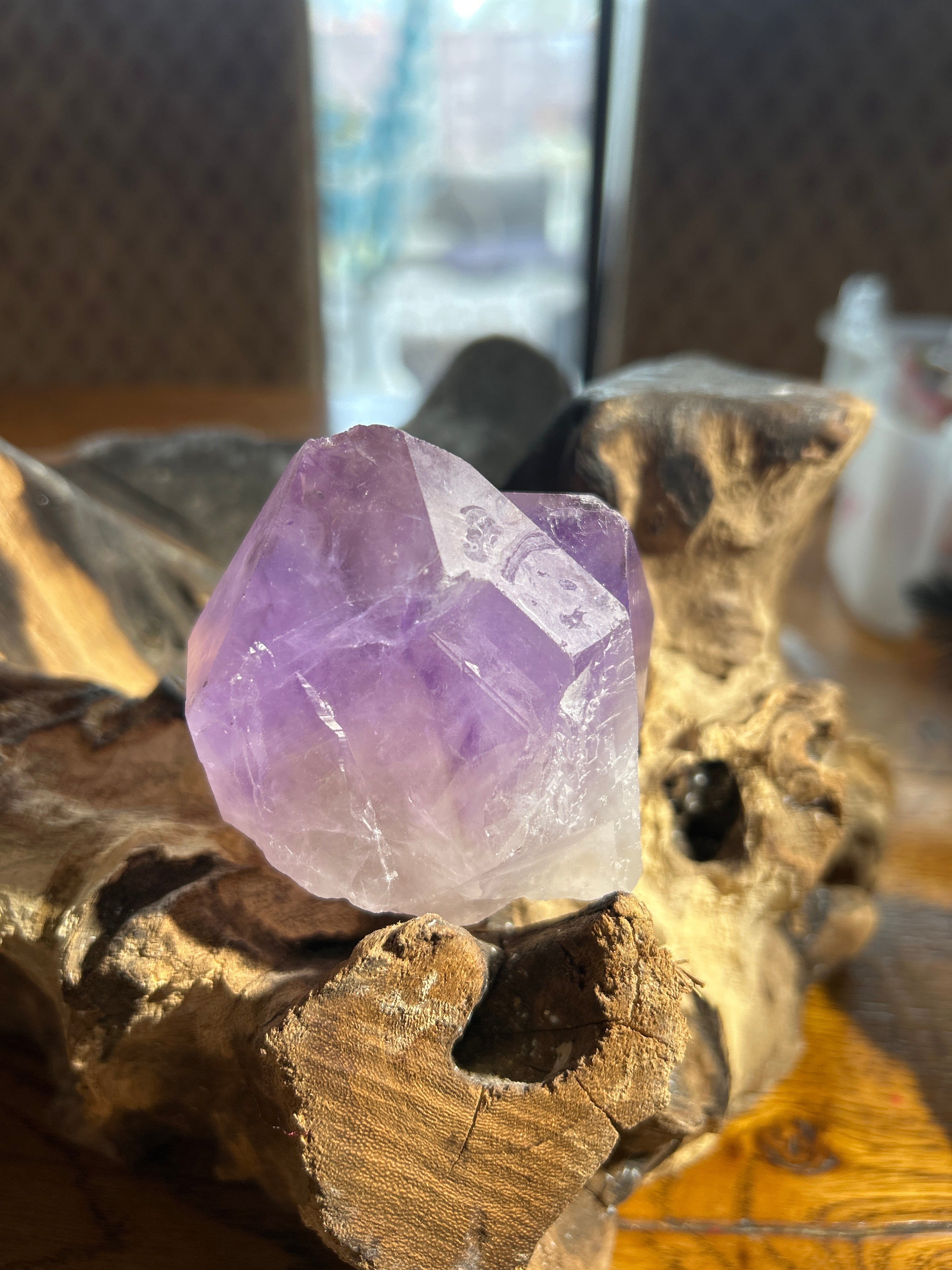 Harmonizing Double-Terminated Amethyst Crystal – 3 Inches High, 9 Inches Circumference