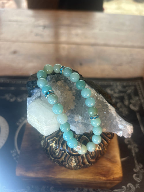 Amazonite 8mm Bracelet - Handcrafted - Spiritual Meanings: Calming, Communication, Balance