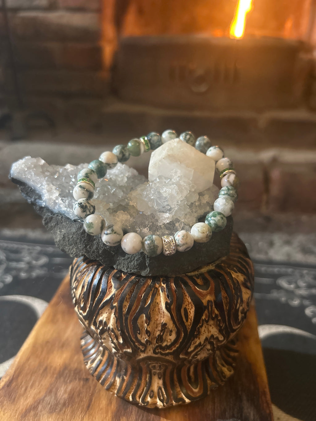 Handcrafted Moss Tree Agate Bracelet – Nurturing & Healing Energy