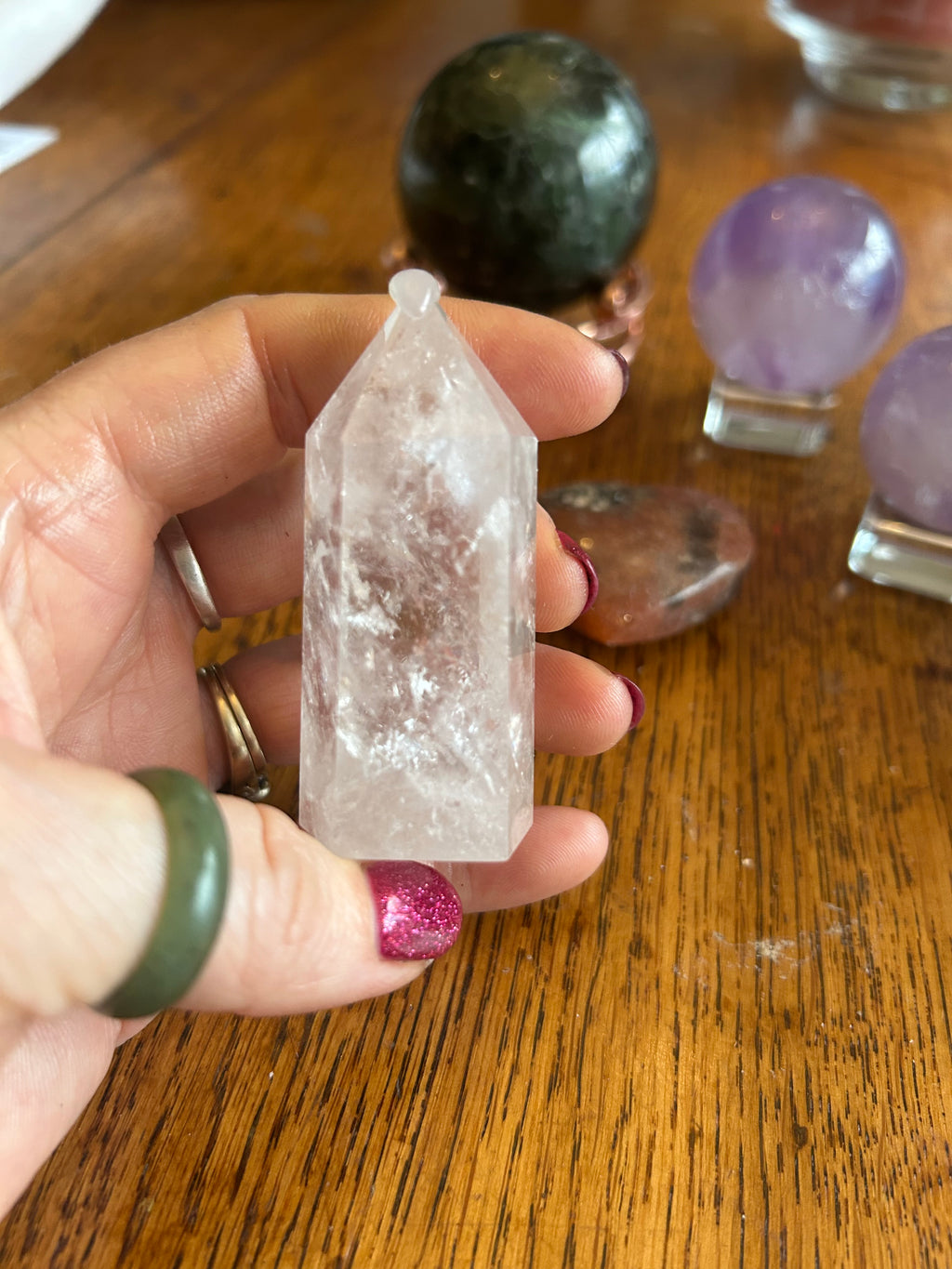 Clear Quartz Crystal Tower with Inclusions and Rainbows