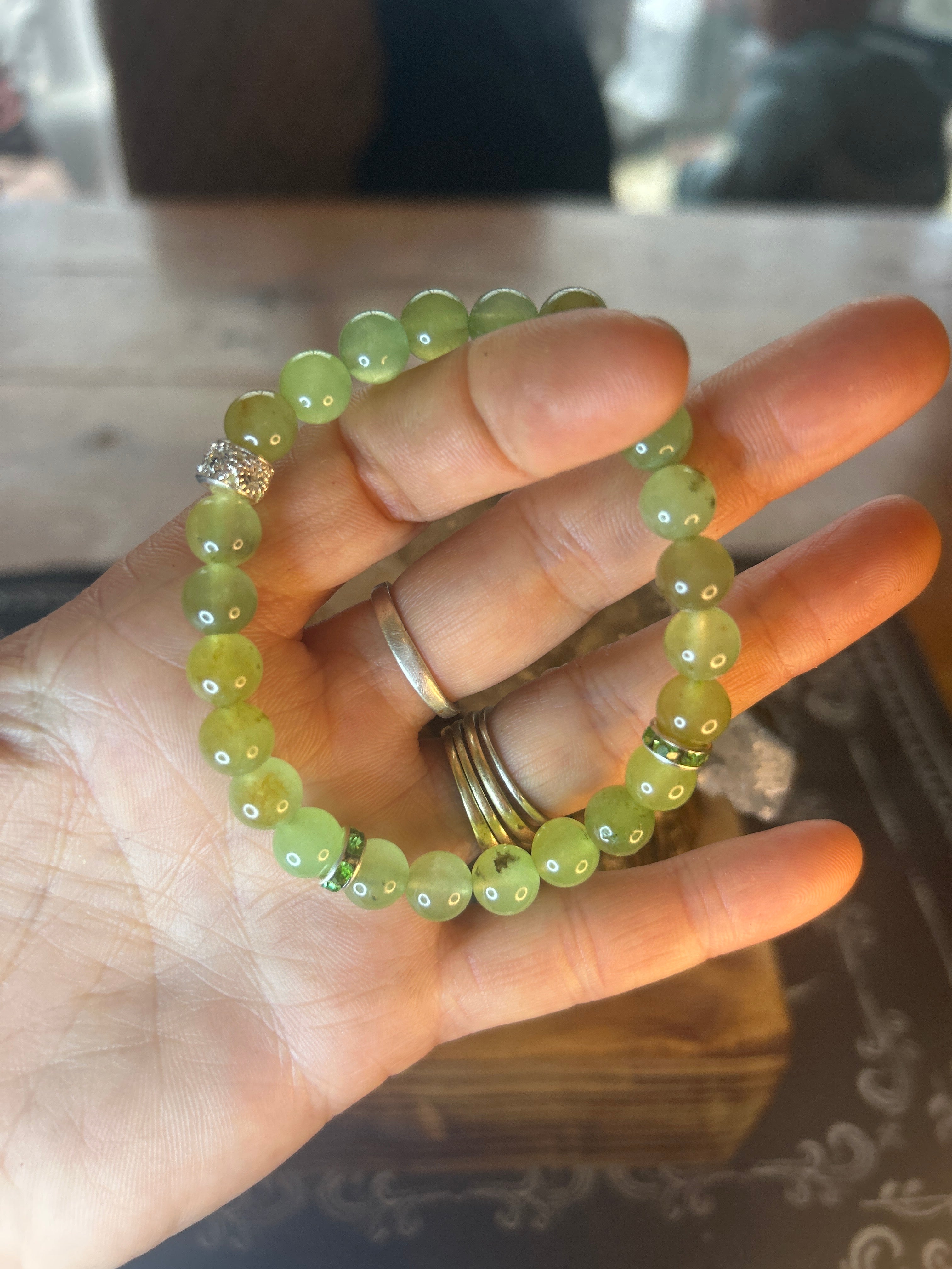 Prehnite 8mm Bracelet - Handcrafted - Spiritual Meanings: Healing, Calm, Inner Peace