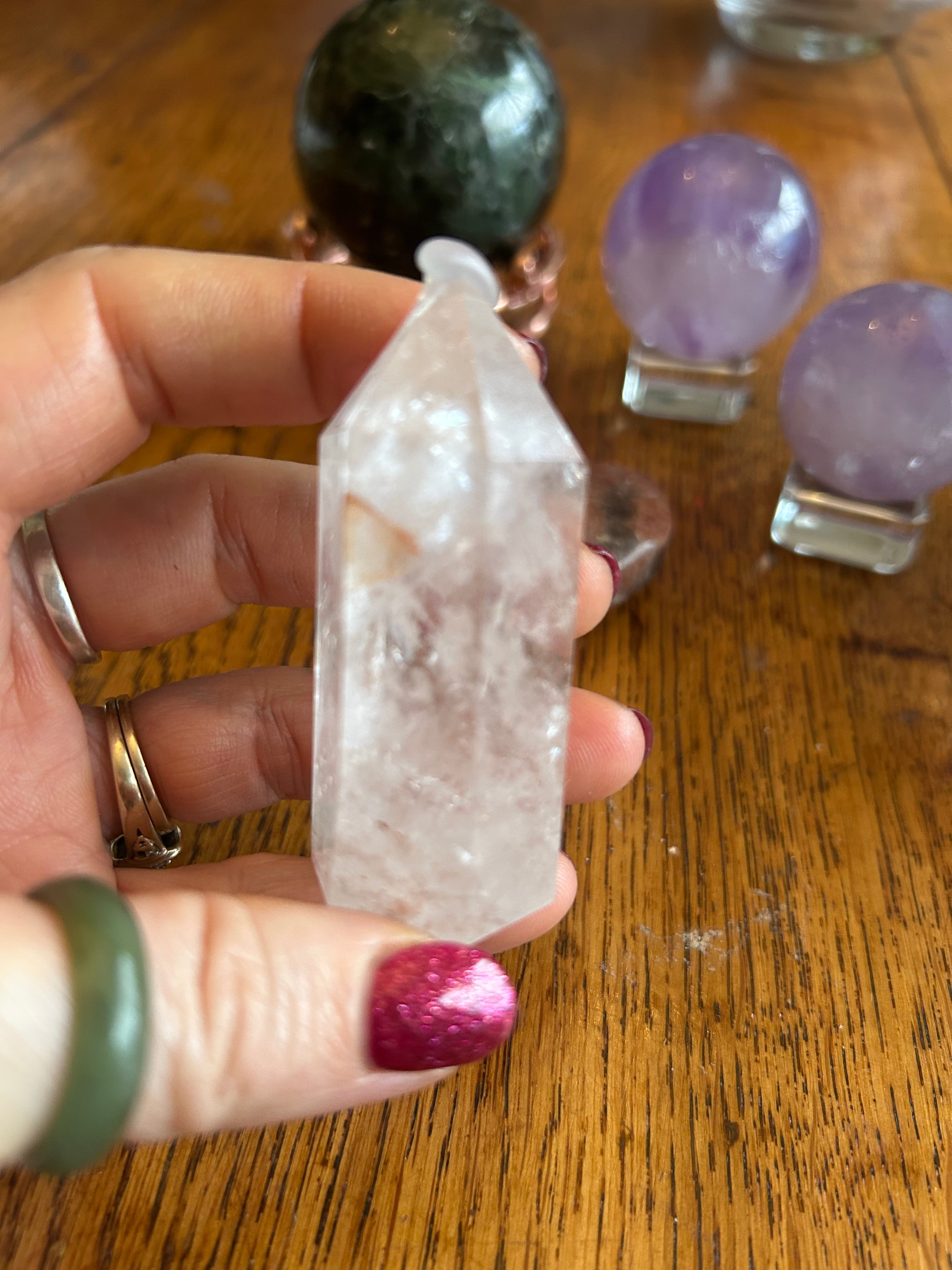 Clear Quartz Crystal Tower with Inclusions and Rainbows