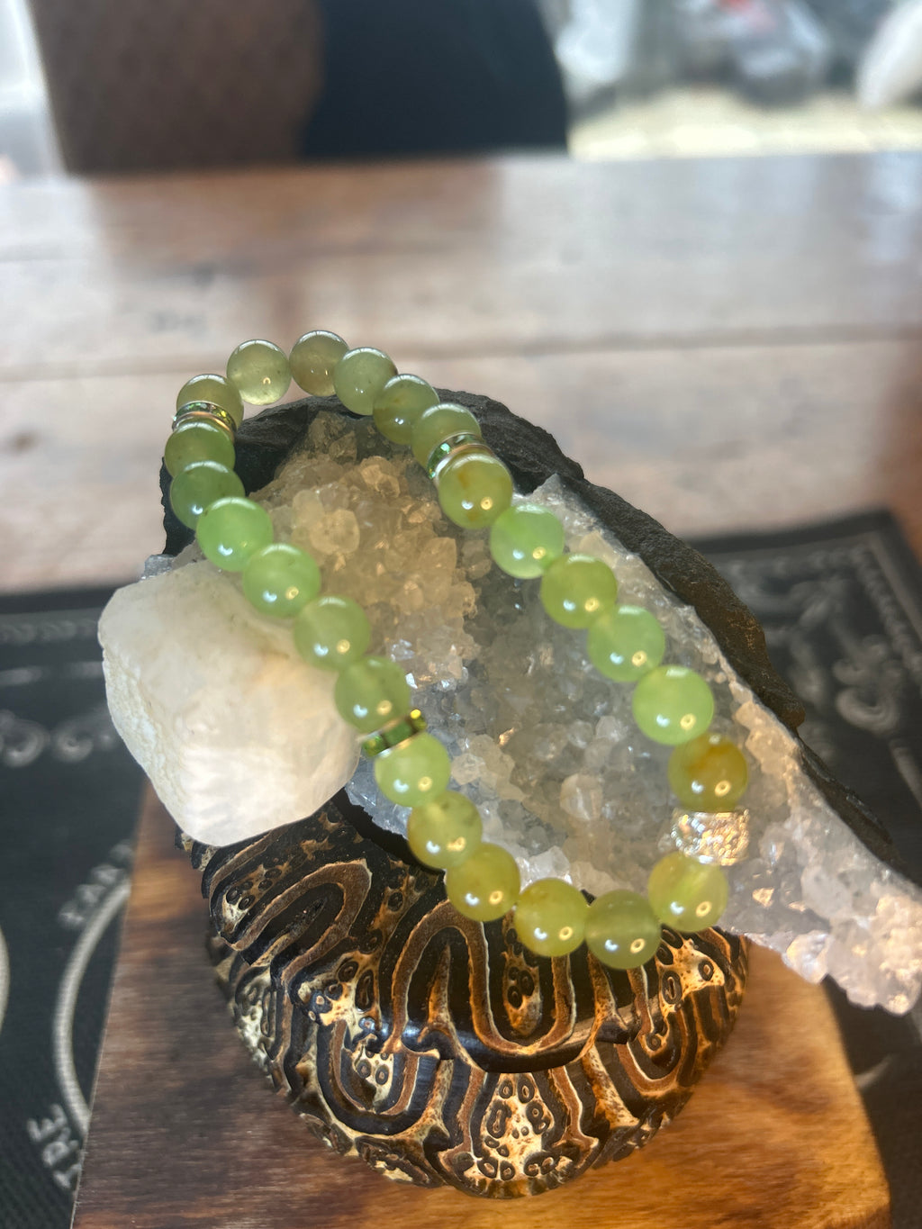 Prehnite 8mm Bracelet - Handcrafted - Spiritual Meanings: Healing, Calm, Inner Peace