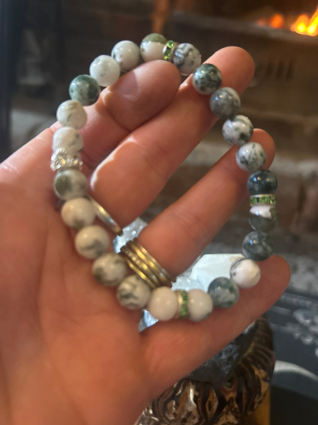 Handcrafted Moss Tree Agate Bracelet – Nurturing & Healing Energy